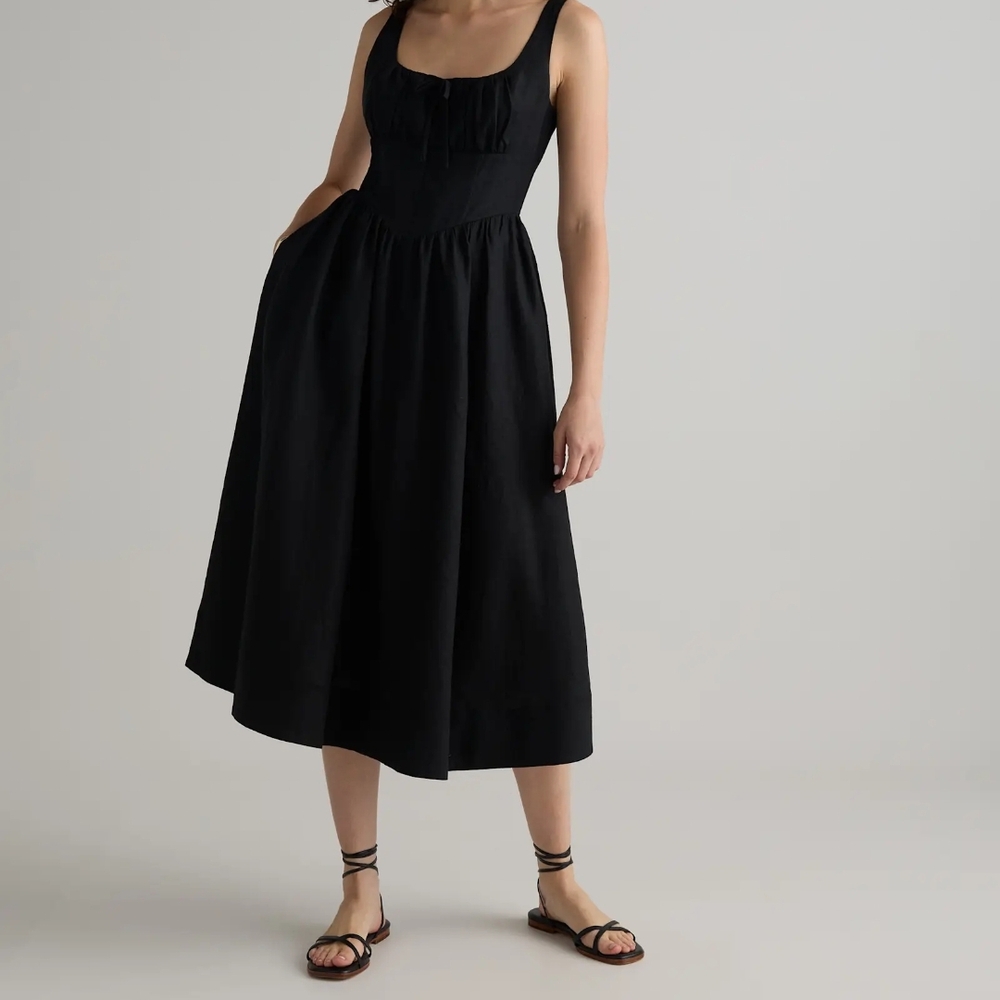 100% European Linen Corset Mid Dress NWT